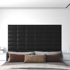 vidaXL seinapaneelid 12 tk, must, 30 x 15 cm, kunstnahk, 0,54 m² hind ja info | Lae-, seinakaunistus elemendid | kaup24.ee