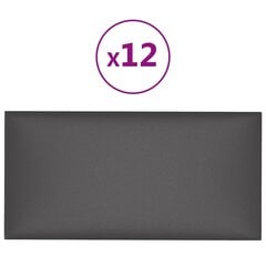 vidaXL seinapaneelid 12 tk, hall, 30 x 15 cm, kunstnahk, 0,54 m² цена и информация | Элементы декора для стен, потолка | kaup24.ee