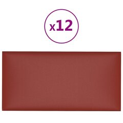 vidaXL seinapaneelid 12 tk, veinipunane, 30x15 cm, kunstnahk, 0,54 m² цена и информация | Элементы декора для стен, потолка | kaup24.ee