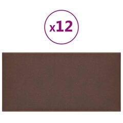 vidaXL seinapaneelid 12 tk, pruun, 30 x 15 cm, kunstnahk, 0,54 m² hind ja info | Lae-, seinakaunistus elemendid | kaup24.ee