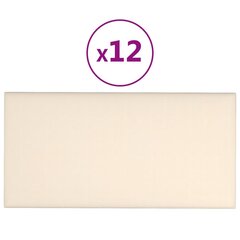 vidaXL seinapaneelid 12 tk, kreemjas, 30 x 15 cm, samet 0,54 m² цена и информация | Элементы декора для стен, потолка | kaup24.ee