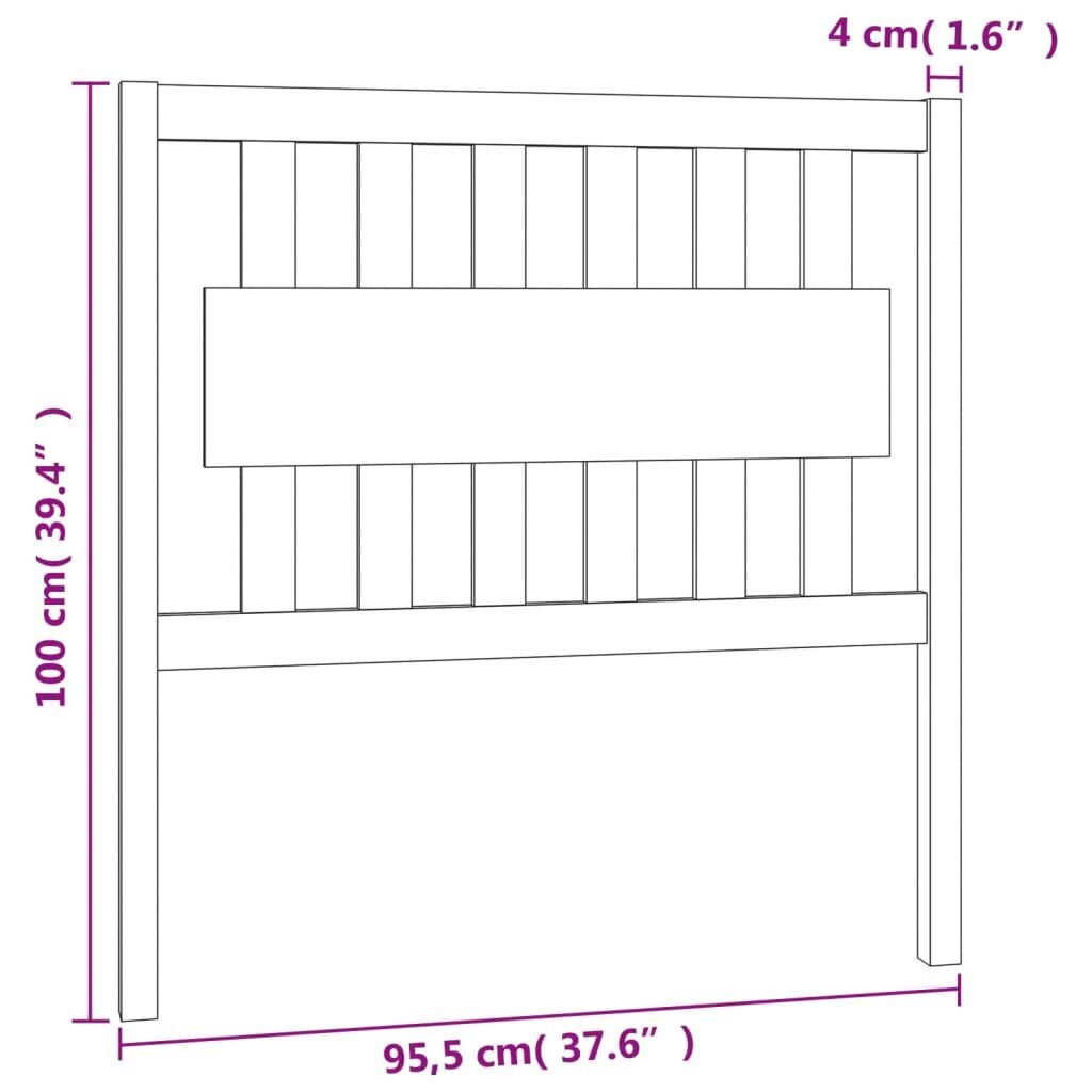 vidaXL voodipeats, hall, 95,5 x 4 x 100 cm, männipuit hind ja info | Voodid | kaup24.ee