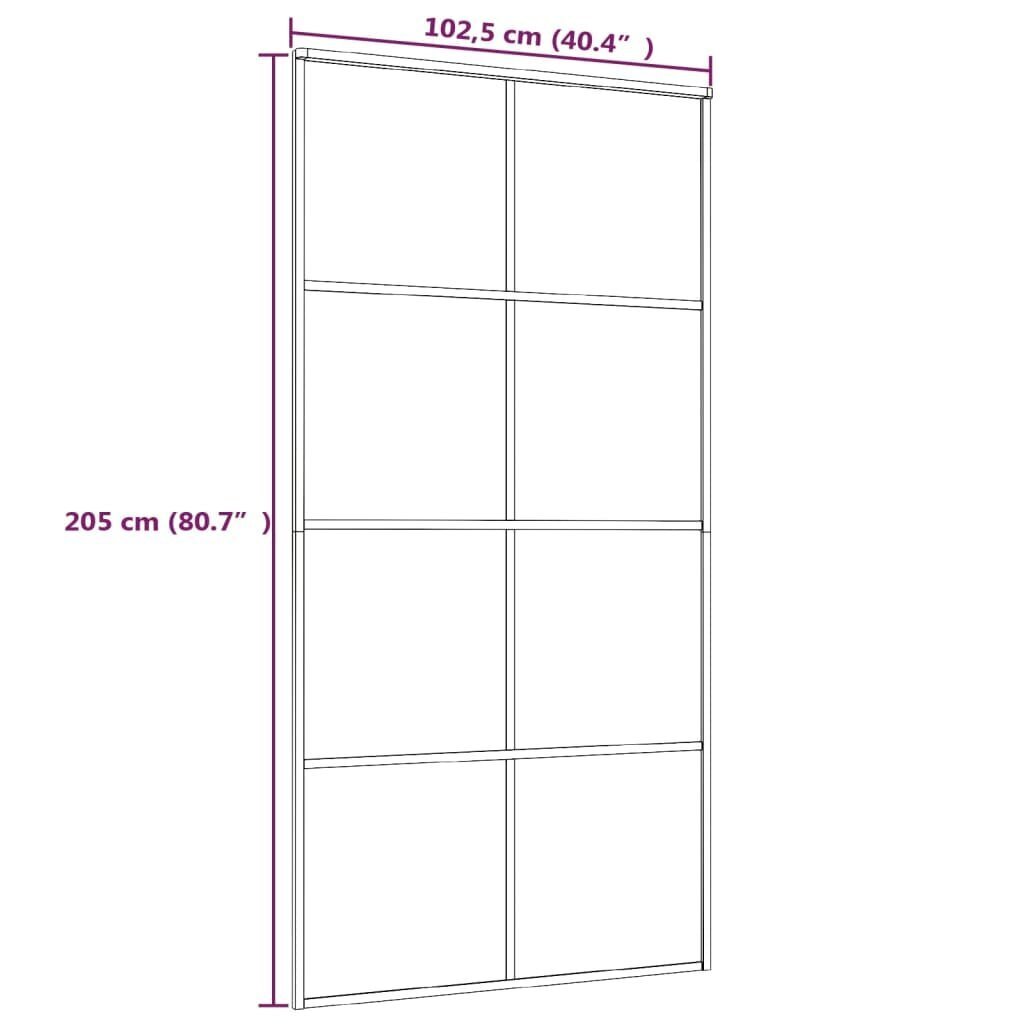 vidaXL liuguks, must, 102,5 x 205 cm, ESG-klaas ja alumiinium hind ja info | Siseuksed | kaup24.ee