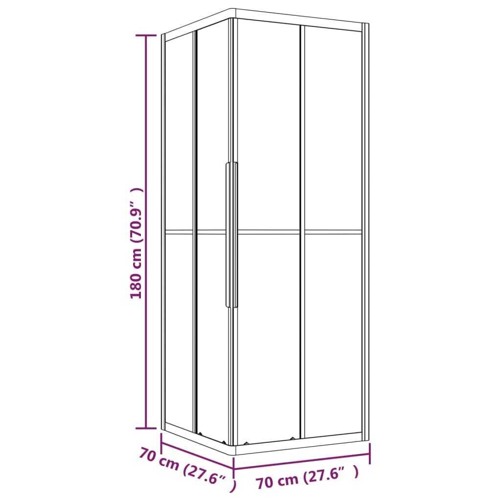 vidaXL dušikabiin, poolmatt ESG-klaas, 70 x 70 x 180 cm, must hind ja info | Dušikabiinid | kaup24.ee