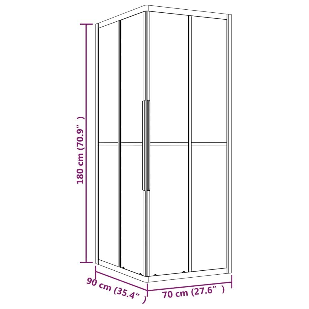 vidaXL dušikabiin, poolmatt ESG-klaas, 90x70x180 cm must hind ja info | Dušikabiinid | kaup24.ee