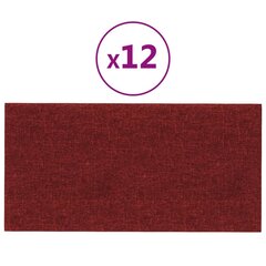 vidaXL seinapaneelid 12 tk, veinipunane, 30 x 15 cm, kangas, 0,54 m² hind ja info | Lae-, seinakaunistus elemendid | kaup24.ee