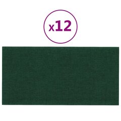 vidaXL seinapaneelid 12 tk, tumeroheline, 30 x 15 cm, kangas, 0,54 m² hind ja info | Lae-, seinakaunistus elemendid | kaup24.ee