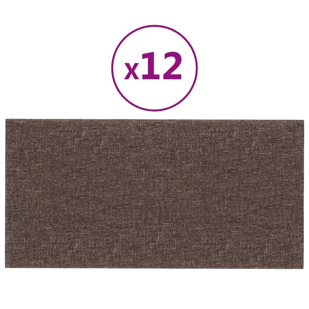 vidaXL seinapaneelid 12 tk, pruunikashall, 30 x 15 cm, kangas, 0,54 m² hind ja info | Lae-, seinakaunistus elemendid | kaup24.ee