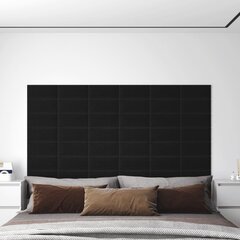 vidaXL seinapaneelid 12 tk, must, 30 x 15 cm, kangas, 0,54 m² цена и информация | Элементы декора для стен, потолка | kaup24.ee
