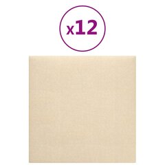 vidaXL seinapaneelid 12 tk, kreemjas, 30 x 30 cm, kangas, 1,08 m² цена и информация | Элементы декора для стен, потолка | kaup24.ee