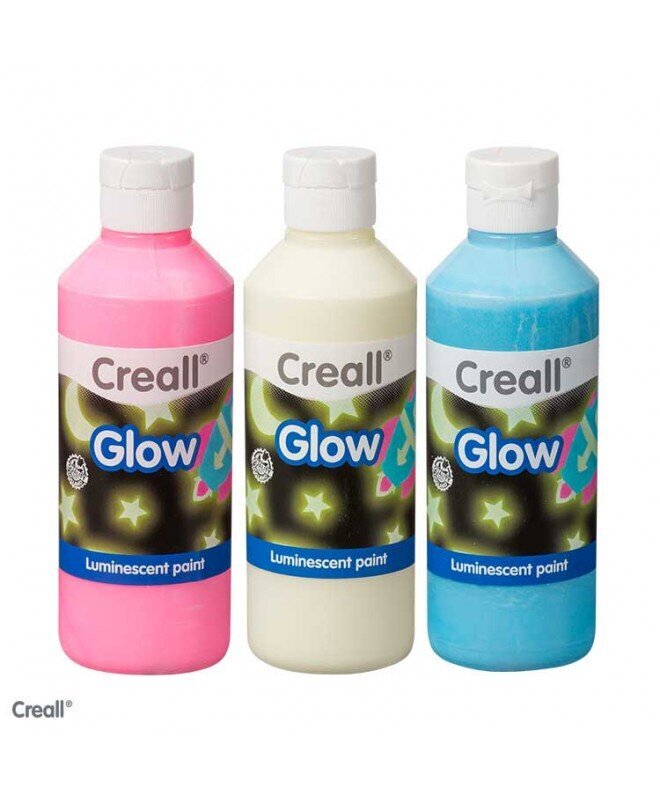 Pimedas helendav värvikomplekt Creall Glow 3x250 ml цена и информация | Kunstitarbed, voolimise tarvikud | kaup24.ee