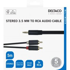 Deltaco 3.5 mm male, 2xRCA male, 5 m hind ja info | Kaablid ja juhtmed | kaup24.ee