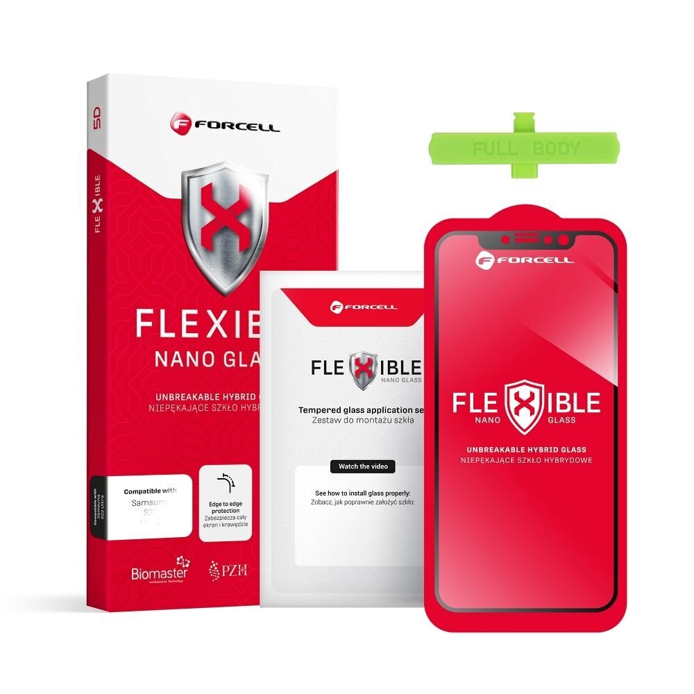 Ekraanikaitse 9H Forcell Flexible Nano Glass 5D for iPhone X/Xs black hind ja info | Ekraani kaitsekiled | kaup24.ee