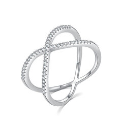 MOISS Минималистское двойное кольцо из серебра с цирконами R00021 цена и информация | Кольцо | kaup24.ee