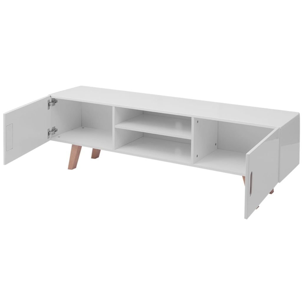 vidaXL TV-alus, MDF, 150 x 35 x 48,5 cm, kõrgläikega valge цена и информация | TV alused | kaup24.ee