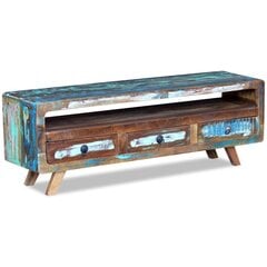 ТВ столик с 3 ящиками, массивная переработанная древесина цена и информация | Тумбы под телевизор | kaup24.ee