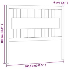 vidaXL voodipeats, valge, 105,5 x 4 x 100 cm, männipuit hind ja info | Voodid | kaup24.ee