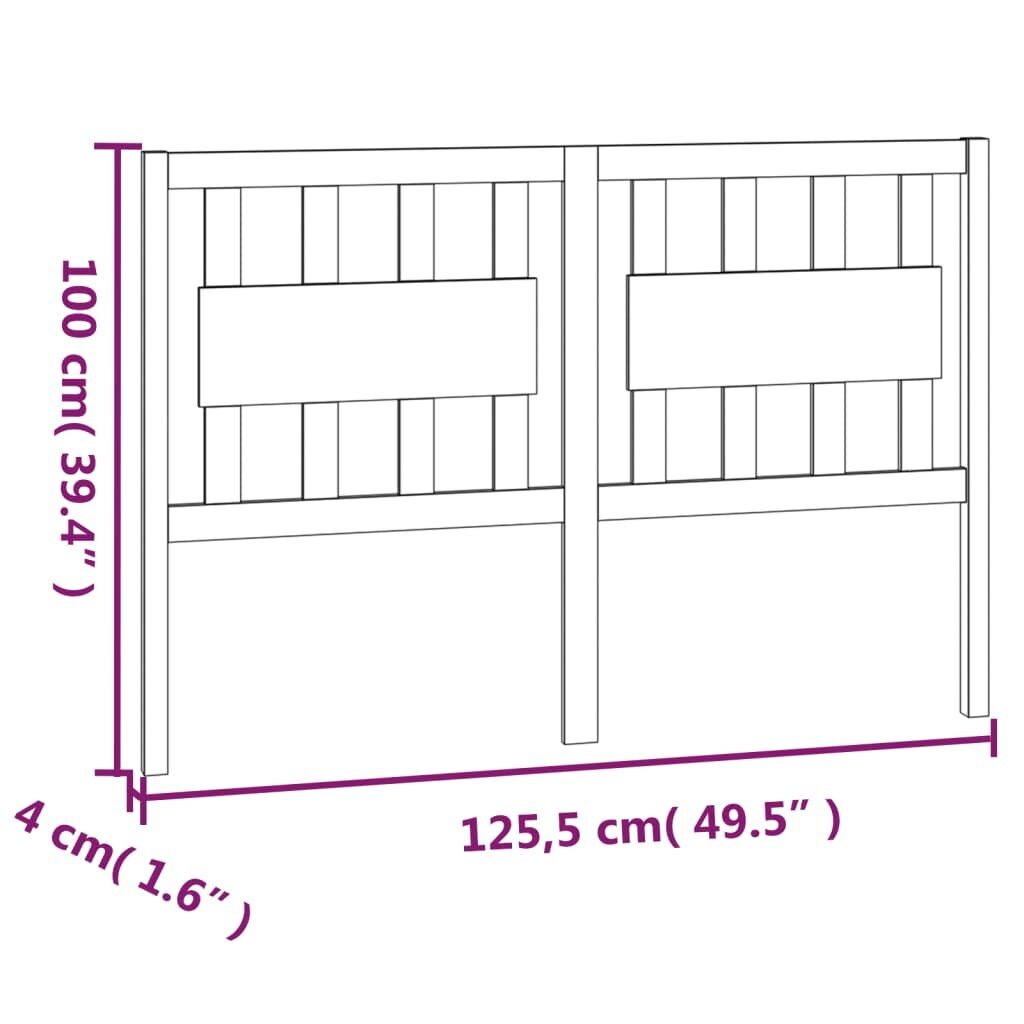 vidaXL voodipeats, hall, 125,5 x 4 x 100 cm, männipuit hind ja info | Voodid | kaup24.ee