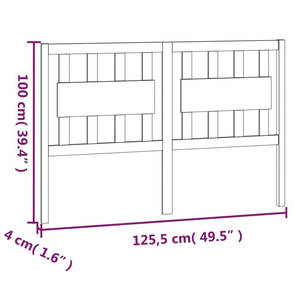 vidaXL voodipeats, must, 125,5 x 4 x 100 cm, männipuit цена и информация | Voodid | kaup24.ee