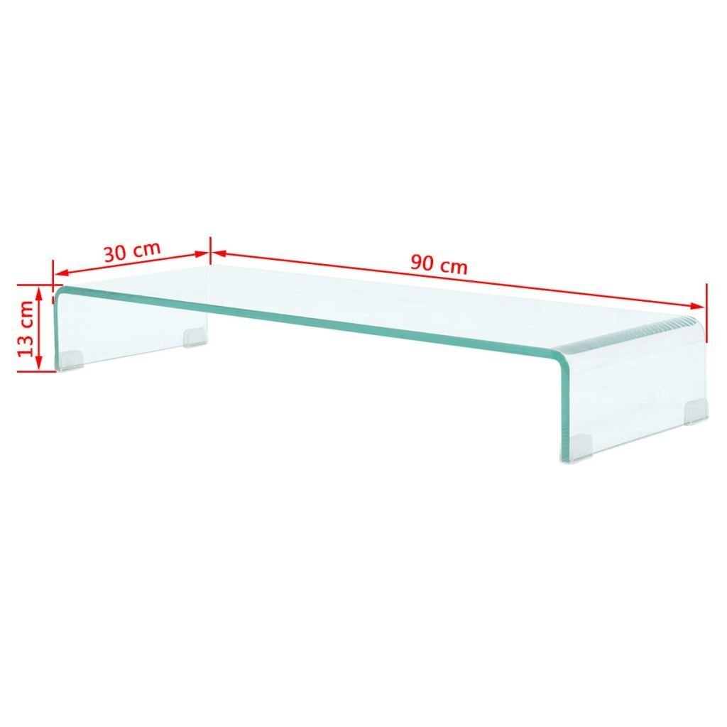 vidaXL telerialus klaasist 90 x 30 x 13 cm läbipaistev цена и информация | TV alused | kaup24.ee