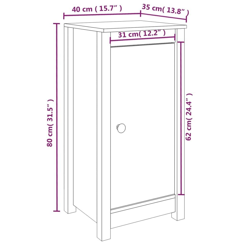 vidaXL puhvetkapp, valge, 40 x 35 x 80 cm, toekas männipuit hind ja info | Elutoa väikesed kapid | kaup24.ee