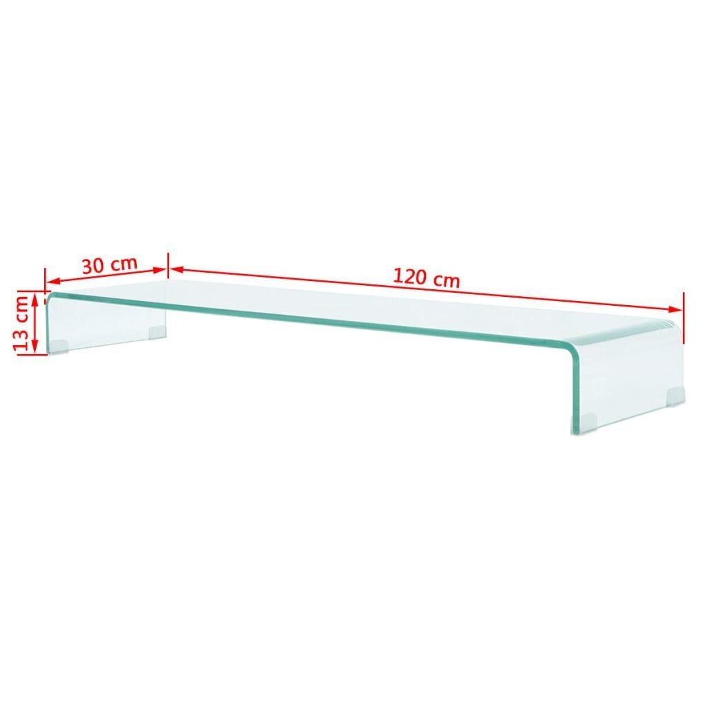 vidaXL telerialus klaasist 120 x 30 x 13 cm läbipaistev hind ja info | TV alused | kaup24.ee