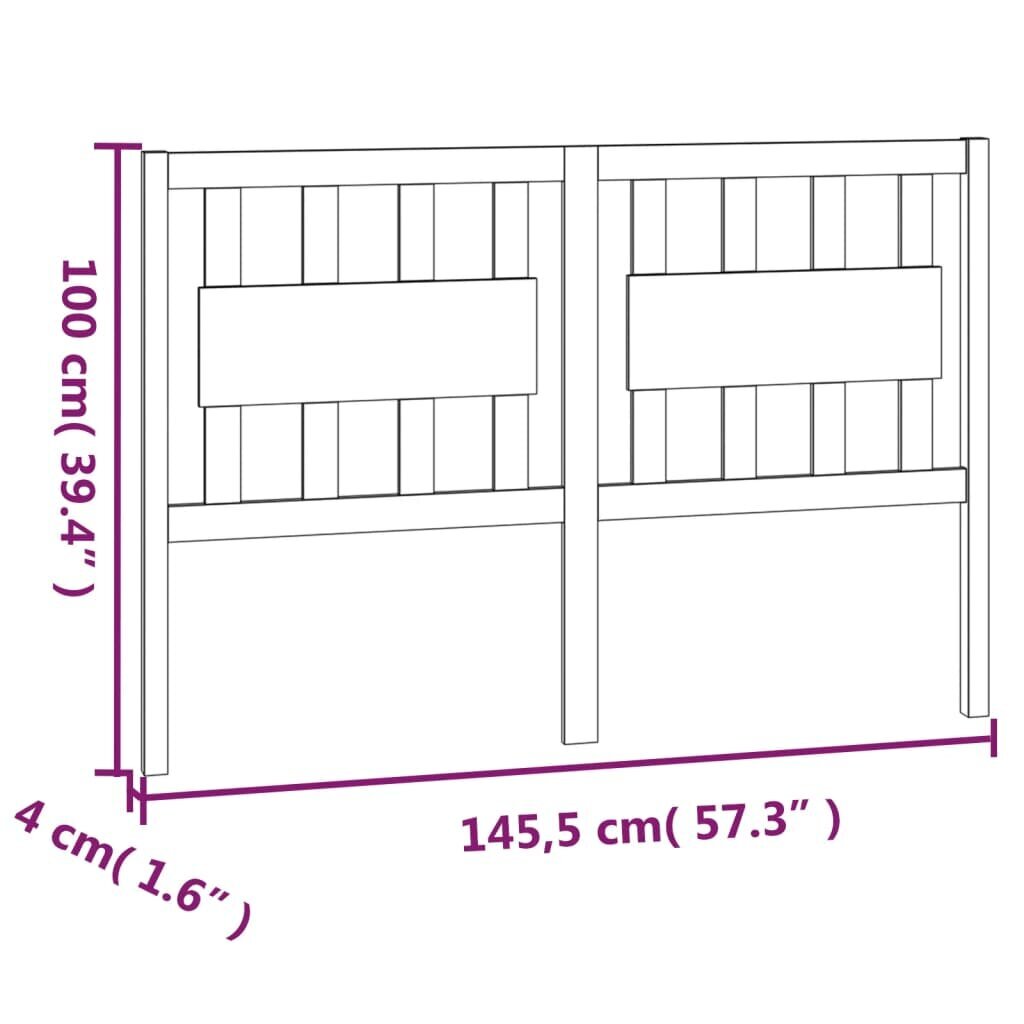 vidaXL voodipeats, meepruun, 145,5 x 4 x 100 cm, männipuit hind ja info | Voodid | kaup24.ee