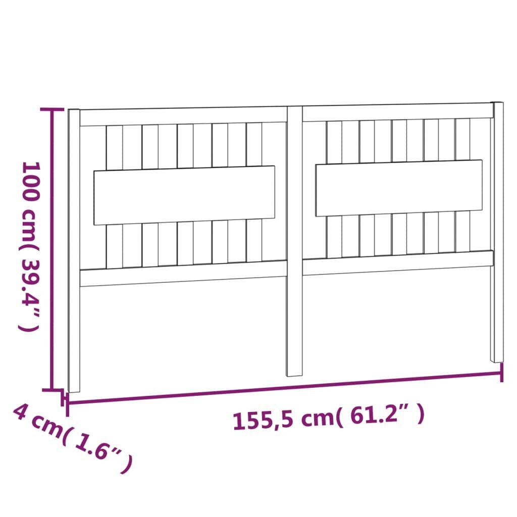 vidaXL voodipeats, valge, 155,5x4x100 cm, männipuit цена и информация | Voodid | kaup24.ee