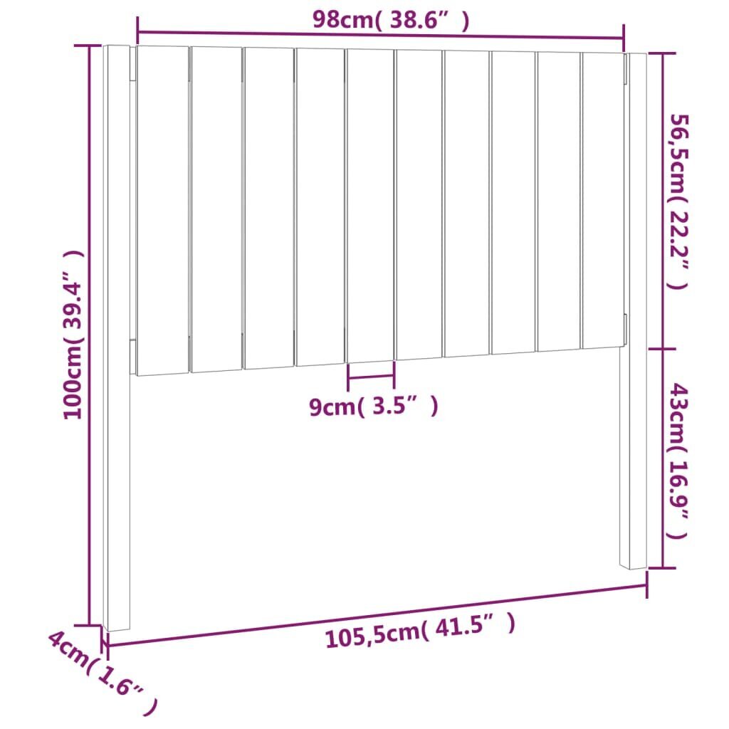 vidaXL voodipeats, meepruun, 105,5 x 4 x 100 cm, männipuit hind ja info | Voodid | kaup24.ee