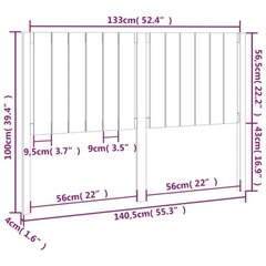 Изголовье кровати, 140,5x4x100 см, белое цена и информация | Кровати | kaup24.ee