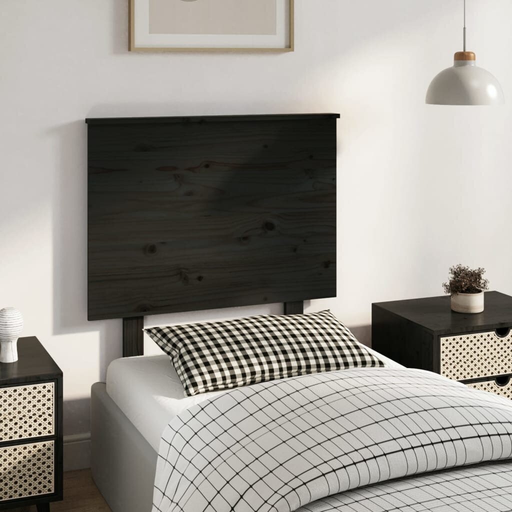 vidaXL voodipeats, must, 79 x 6 x 82,5 cm, männipuit hind ja info | Voodid | kaup24.ee