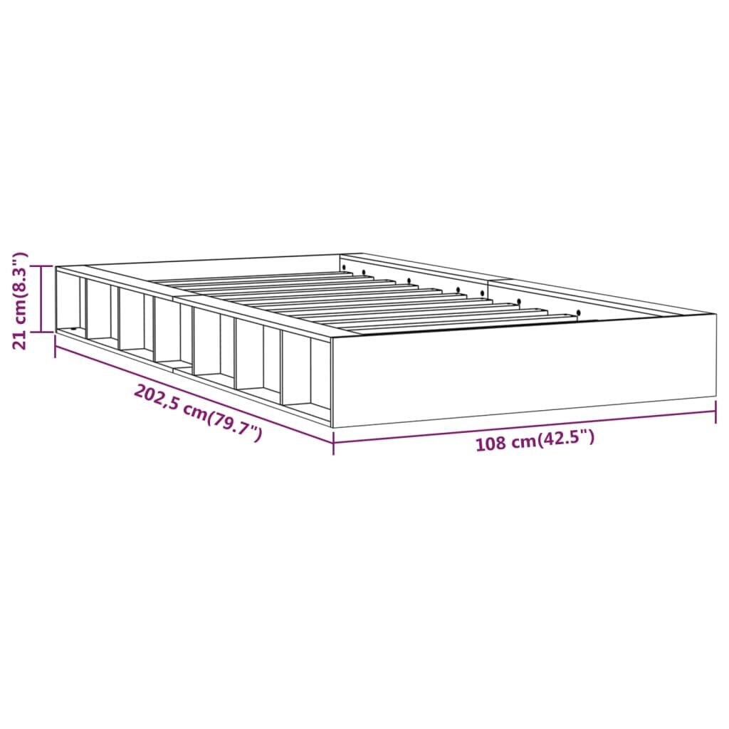 vidaXL voodiraam, valge, 90 x 200 cm, männipuit цена и информация | Voodid | kaup24.ee