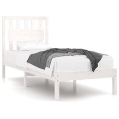 vidaXL voodiraam, valge, täismännipuit, 90 x 190 cm hind ja info | Voodid | kaup24.ee