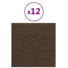 vidaXL seinapaneelid 12 tk, pruun, 30 x 30 cm, kangas, 1,08 m² hind ja info | Lae-, seinakaunistus elemendid | kaup24.ee