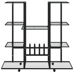 vidaXL lillealus ratastel, 94,5x24,5x91,5 cm, must, metall hind ja info | Vaasid, alused, redelid lilledele | kaup24.ee