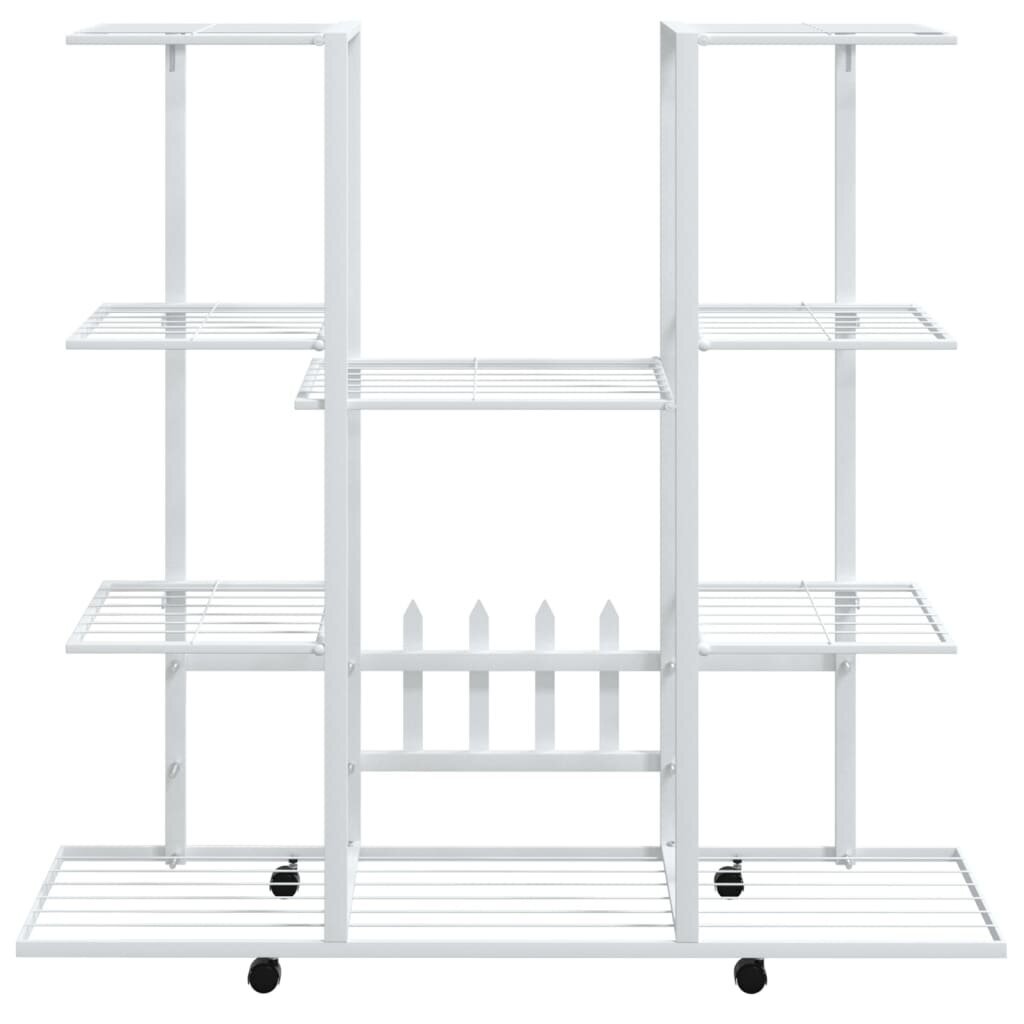 vidaXL lillealus ratastel, 94,5x24,5x91,5 cm, valge, raud hind ja info | Vaasid, alused, redelid lilledele | kaup24.ee