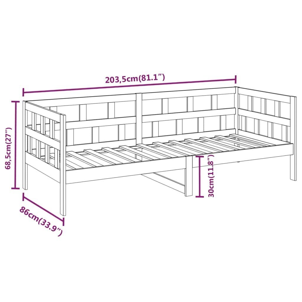 vidaXL päevavoodi, must, männipuit, 80 x 200 cm цена и информация | Voodid | kaup24.ee