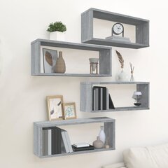 Seinariiulid, 4 tk, hall tamm, 60x15x23cm, puit цена и информация | Полки | kaup24.ee