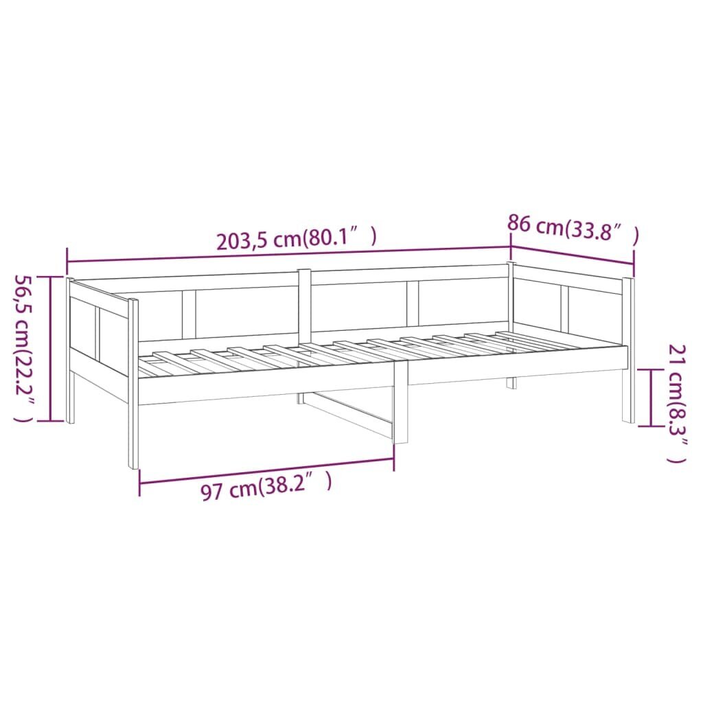 vidaXL päevavoodi, meepruun, männipuit, 80 x 200 cm hind ja info | Voodid | kaup24.ee