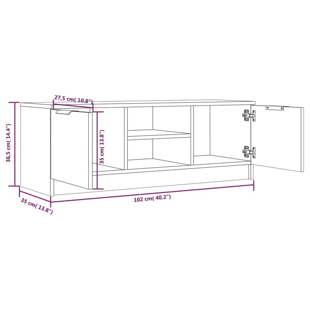 vidaXL telerikapp, kõrgläikega valge, 102x35x36,5 cm, tehispuit hind ja info | TV alused | kaup24.ee