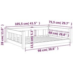 vidaXL koeravoodi, valge, 105,5 x 75,5 x 28 cm, männipuit hind ja info | Pesad, kuudid | kaup24.ee