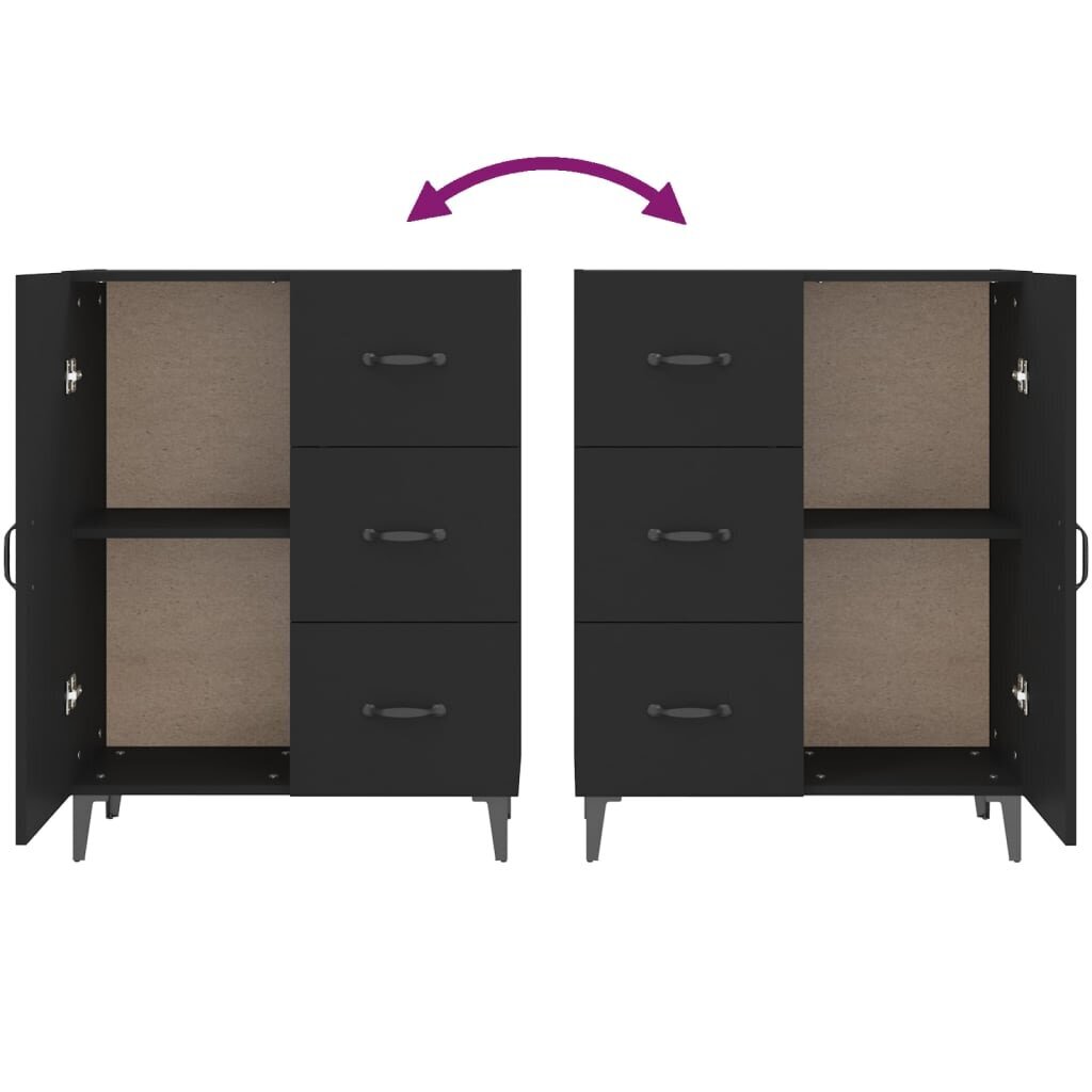 vidaXL puhvetkapp, must, 69,5 x 34 x 90 cm, tehispuit hind ja info | Elutoa väikesed kapid | kaup24.ee