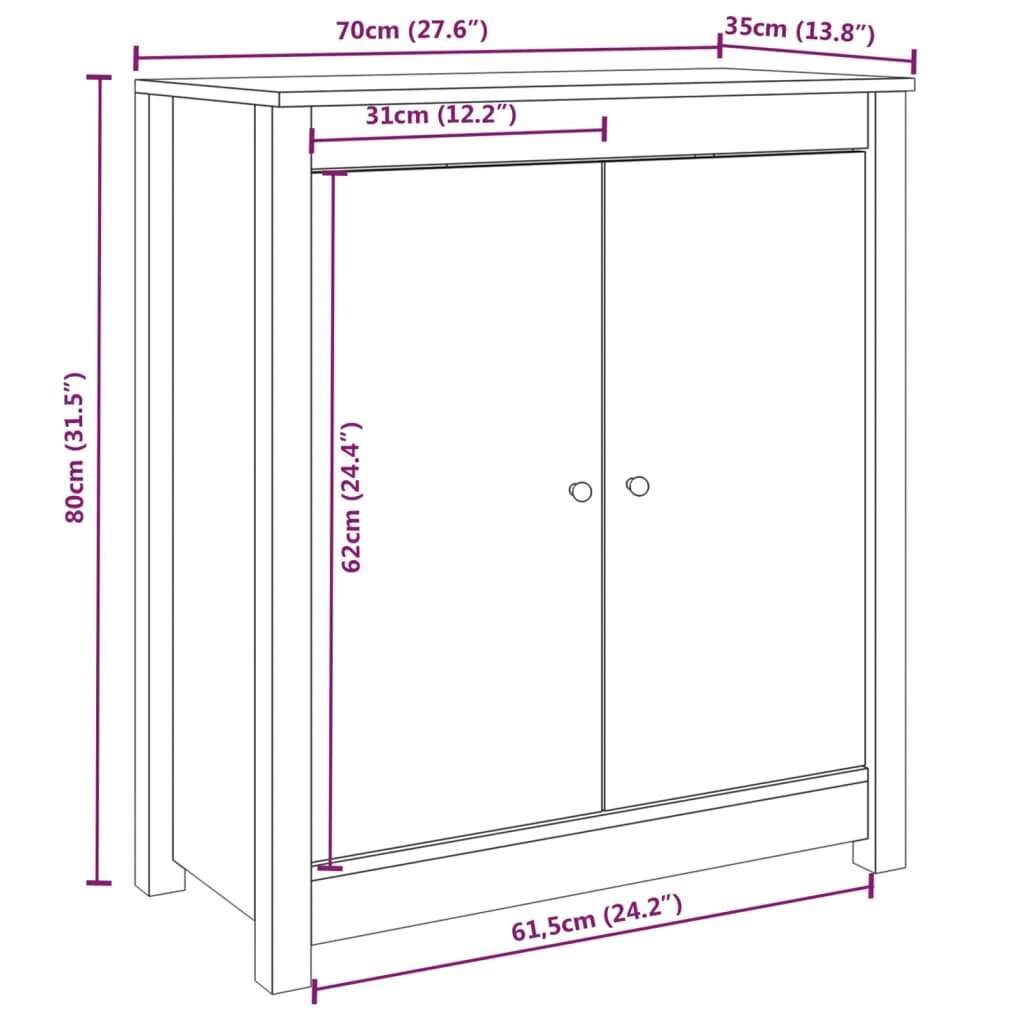 vidaXL puhvetkapp, 70 x 35 x 80 cm, toekas männipuit цена и информация | Elutoa väikesed kapid | kaup24.ee