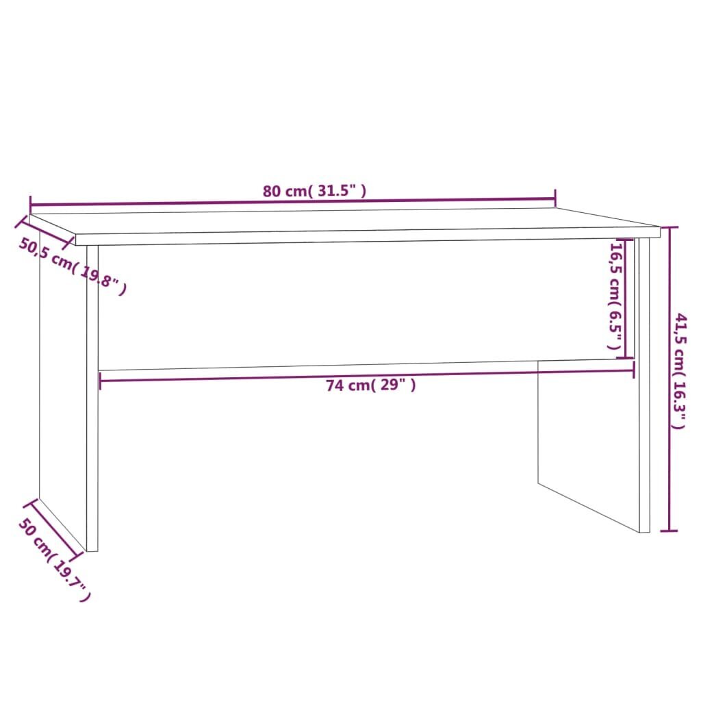 vidaXL kohvilaud, pruun tamm, 80 x 50,5 x 41,5 cm, tehispuit hind ja info | Diivanilauad | kaup24.ee