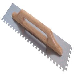 Зубчатый шпатель с квадратными зубьями и деревянной рукоятью, 12 мм, 48 х 13 см. цена и информация | Механические инструменты | kaup24.ee