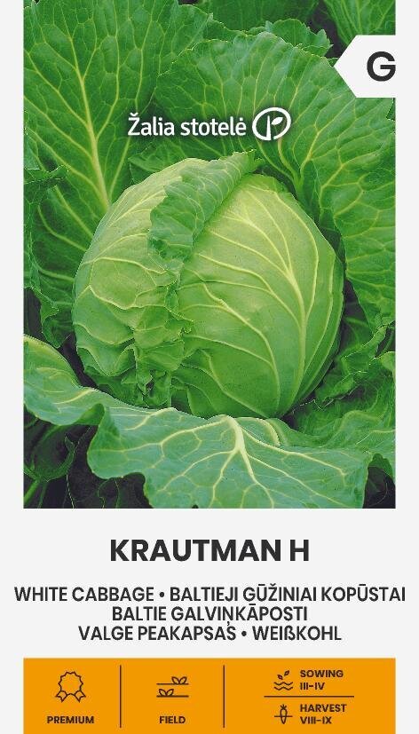 Valge kapsas Krautman H hind ja info | Köögivilja-, marjaseemned | kaup24.ee