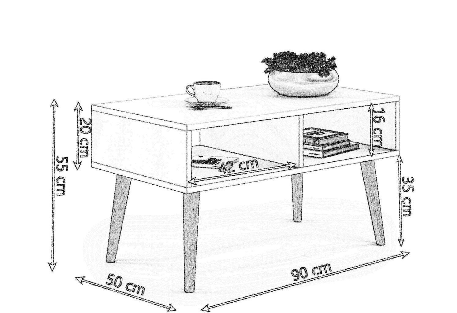 Skandinaavia stiilis diivanilaud Sandi 90x55x50cm, valge цена и информация | Diivanilauad | kaup24.ee