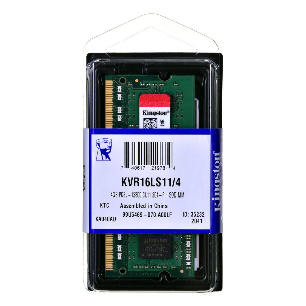 Kingston Technology ValueRAM 4GB DDR3L 1600MHz memory module hind ja info | Operatiivmälu (RAM) | kaup24.ee