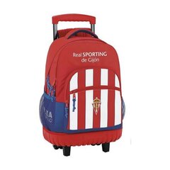 Koolikott ratastega Compact Real Sporting de Gijón Valge Punane цена и информация | Школьные рюкзаки, спортивные сумки | kaup24.ee