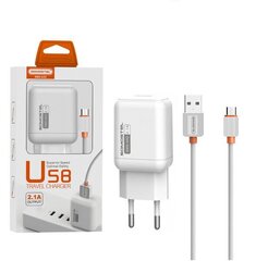 MAIN CHARGER 2A + CABLE TYPE MICRO WHITE SOMOSTEL 2100mAh USB-C SMS-A52 hind ja info | Mobiiltelefonide laadijad | kaup24.ee